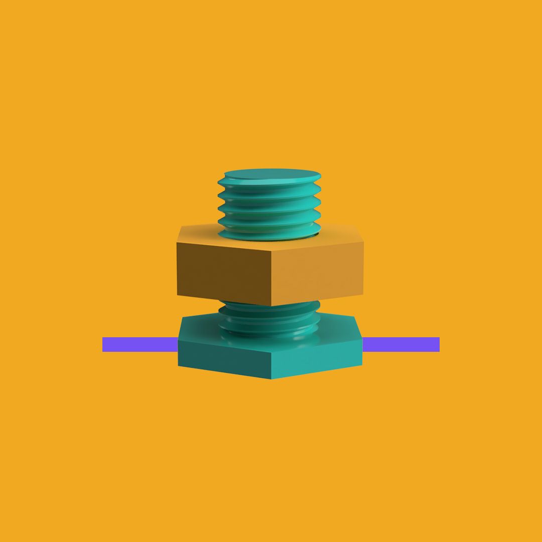 Colourful nut and bolt.
